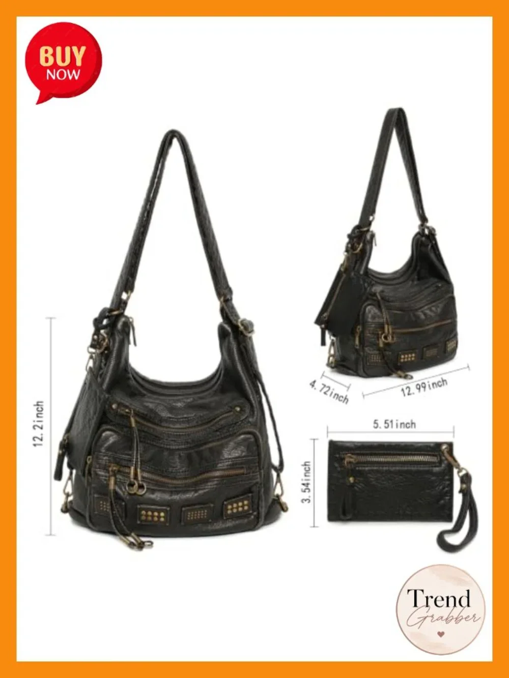 Vegan Leather Hobo Bag, Y2K Vintage Shoulder Purse, Fits 12-Inch Laptop